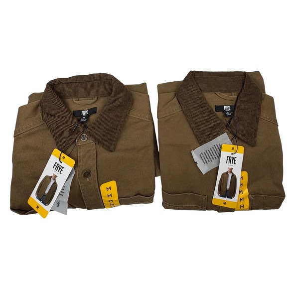 Frye Other - FRYE Barn Shackets Lot of 2 Mens Medium Brown Cotton Corduroy Collar Jackets NEW
